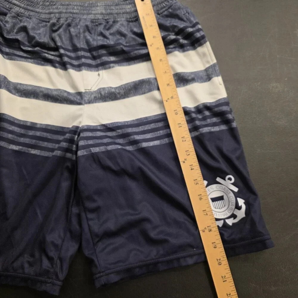 Hurley Activewear Shorts US Coast Guard Logo Shorts Blue White Striped Small NEW